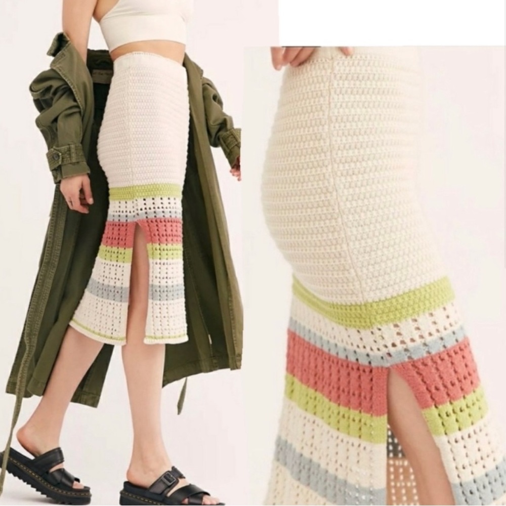 Free People Crochet midi skirt sz M